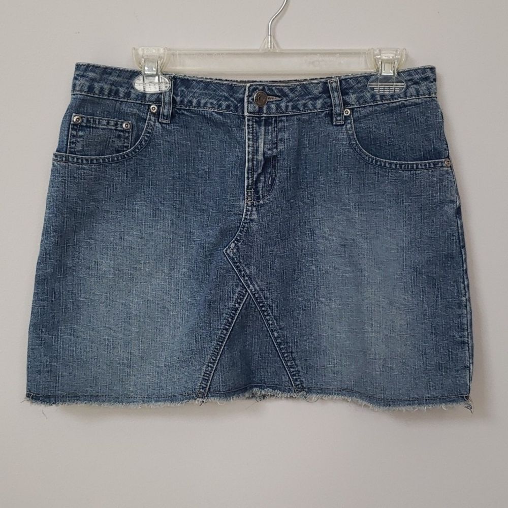 Y2K Aeropostale Jean Skirt Juniors 5 Denim Micro Mini Embroidery Western Classic